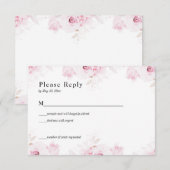 Pink Romantic Roses Elegant White RSVP Card Karte (Vorne/Hinten)