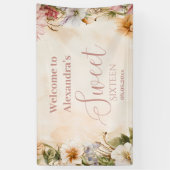 Pink Romantische Wildblumen Pastell Sweet 16 Banner (Vertikal)