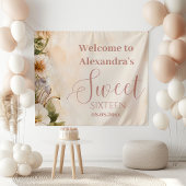 Pink Romantische Wildblumen Pastell Sweet 16 Banner
