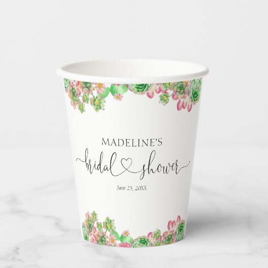 Pink-Rosa-Brautparty Pappbecher (Vorderseite)