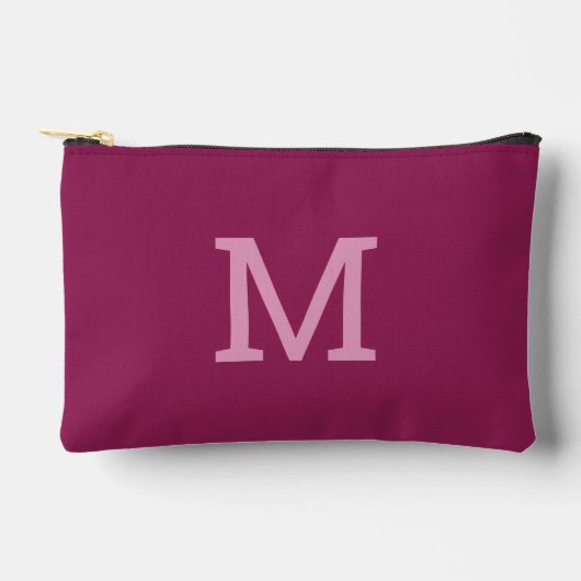 Pink-Rosa-Monogramm-Initial-Kosmetische Pouch-Beut Zubehörtasche (Vorderseite)
