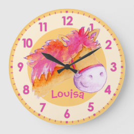 Pink-rosa-orange-Mädchen-Zimmer mit Namen Wanduhr