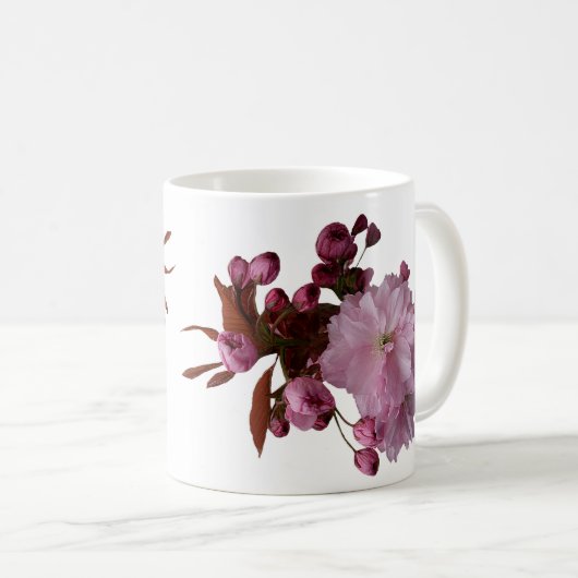 Pink rosa Rosa Blume boho C Kaffeetasse (VorderseiteRechts)