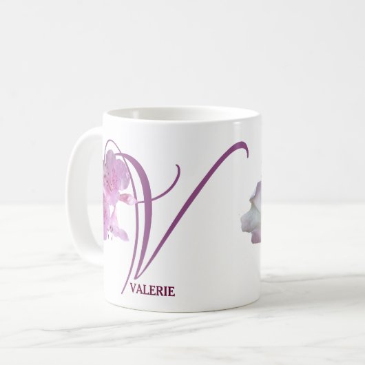 Pink rosa rosa Blume boho Kaffeetasse (Vorderseite Links)