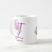 Pink rosa Rosa Blume boho Kaffeetasse (Vorderseite Links)