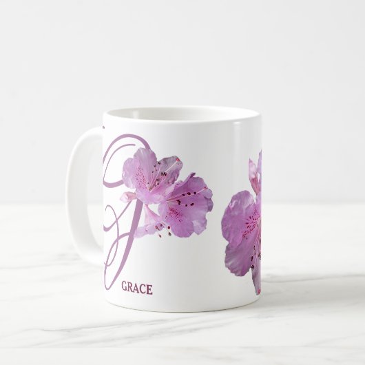 Pink rosa Rosa Blume boho Kaffeetasse (Vorderseite Links)
