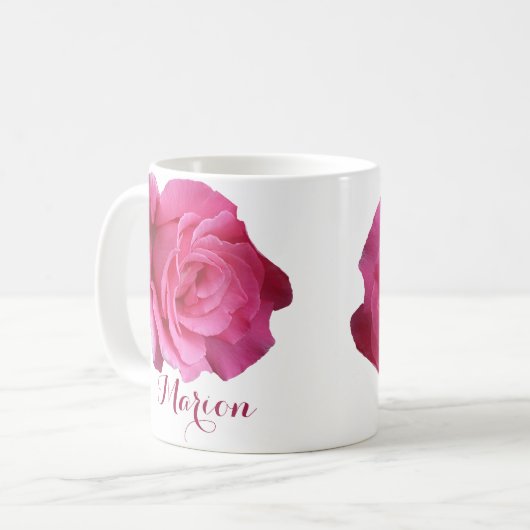 Pink rosa Rosa Blume boho Kaffeetasse (Vorderseite Links)