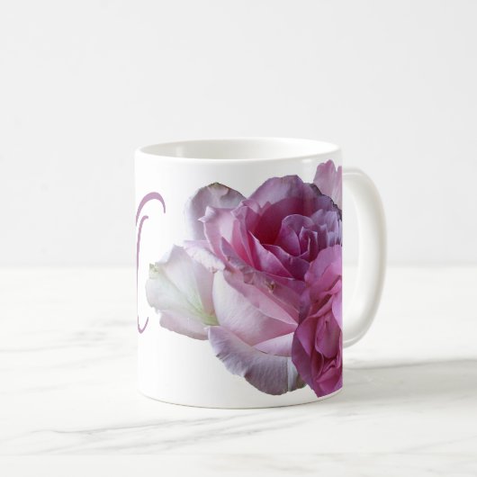 Pink rosa Rosa Blume boho Kaffeetasse (VorderseiteRechts)