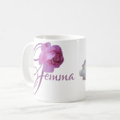 Pink rosa Rosa Blume boho Kaffeetasse (Vorderseite Links)