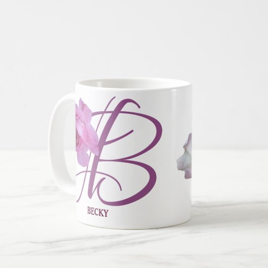 Pink rosa Rosa Blume boho Kaffeetasse (Vorderseite Links)