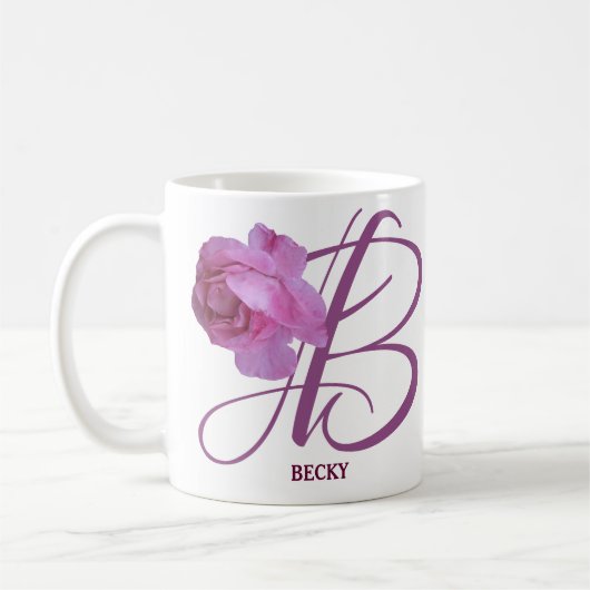 Pink rosa Rosa Blume boho Kaffeetasse (Links)