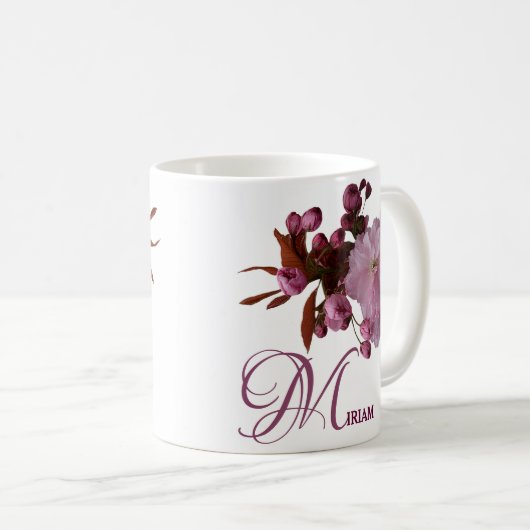 Pink rosa Rosa Blume boho Kaffeetasse (VorderseiteRechts)