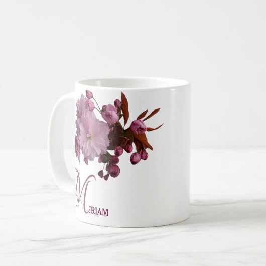 Pink rosa Rosa Blume boho Kaffeetasse (Vorderseite Links)