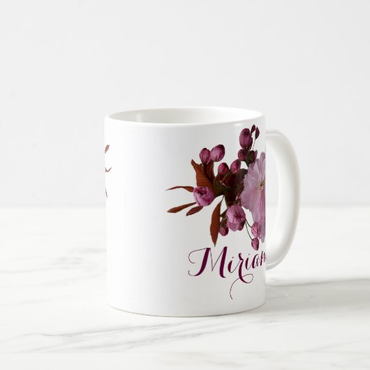 Pink rosa Rosa Blume boho Kaffeetasse (VorderseiteRechts)