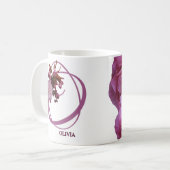 Pink rosa Rosa Blume boho Kaffeetasse (Vorderseite Links)