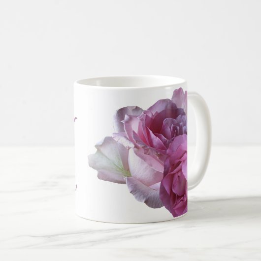 Pink rosa rosa Blume boho Kaffeetasse (VorderseiteRechts)