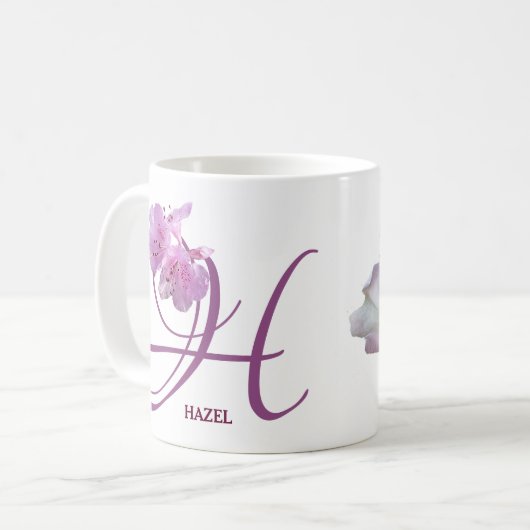 Pink rosa rosa Blume boho Kaffeetasse (Vorderseite Links)