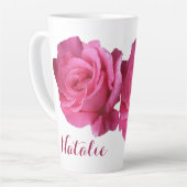 Pink rosa Rosa Blume boho Milchtasse (Linke Ecke)