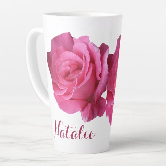 Pink rosa Rosa Blume boho Milchtasse (Linke Ecke)