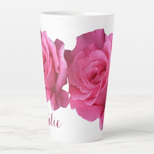 Pink rosa Rosa Blume boho Milchtasse (Vorderseite)