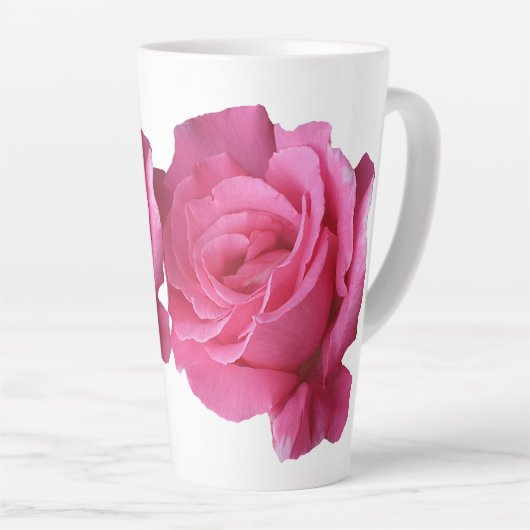 Pink rosa rosa Blume boho Milchtasse (Rechte Ecke)