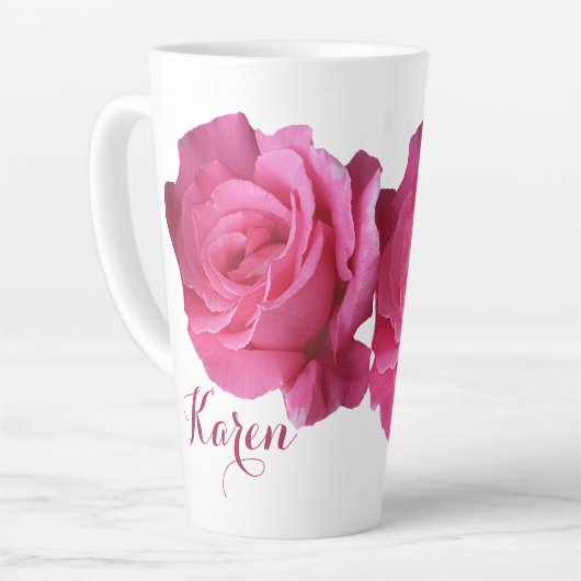 Pink rosa rosa Blume boho Milchtasse (Linke Ecke)