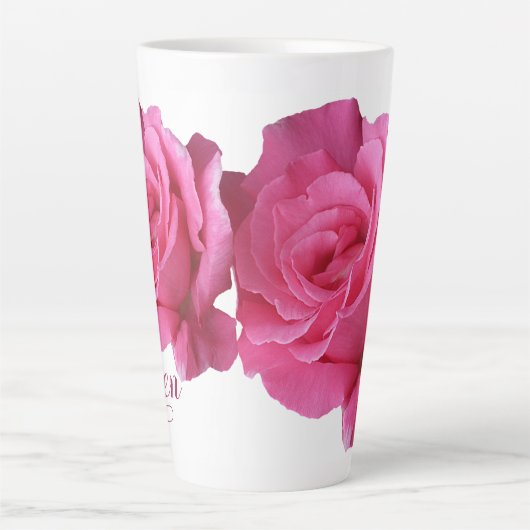 Pink rosa rosa Blume boho Milchtasse (Vorderseite)