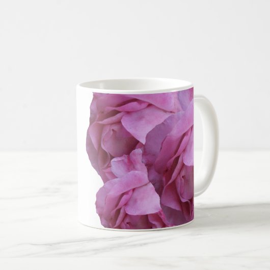 Pink rosa Rosa Blume Vintag Kaffeetasse (VorderseiteRechts)