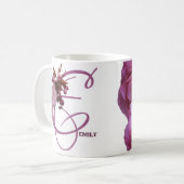 Pink rosa Rosa Blume Vintag Kaffeetasse (Vorderseite Links)