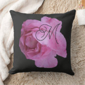 Pink rosa rosa M monogramm persönliches Schwarz Kissen (Decke)