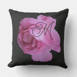 Pink rosa rosa M monogramm persönliches Schwarz Kissen