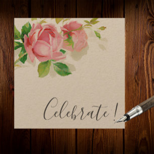 Pink rosa Rosen in Vintagem Stil Einladung