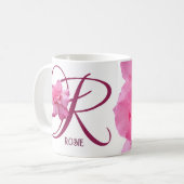 Pink rosa Rosenrosa Blume boho Kaffeetasse (Vorderseite Links)