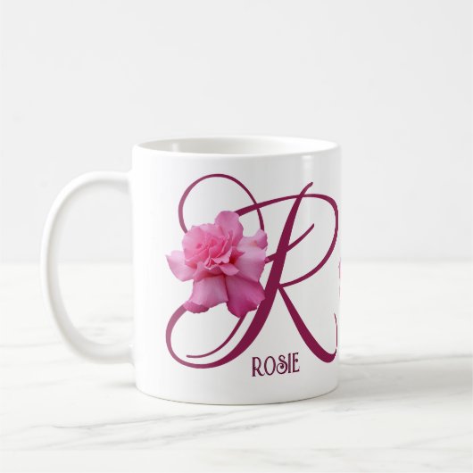 Pink rosa Rosenrosa Blume boho Kaffeetasse (Links)