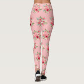 Pink rosa Roses Bouquet Muster Leggings (Rückseite)