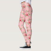 Pink rosa Roses Bouquet Muster Leggings (Links)