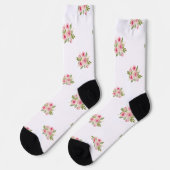 Pink rosa Roses Bouquet Muster Socken (Linkes Detail)