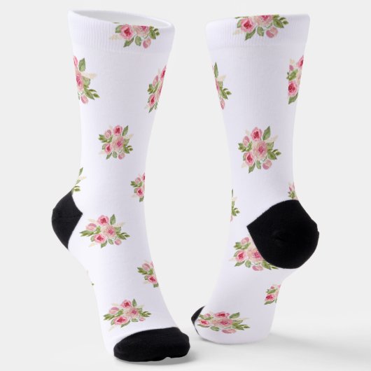 Pink rosa Roses Bouquet Muster Socken (Gewinkelt)