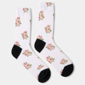 Pink rosa Roses Bouquet Muster Socken (Rechts)
