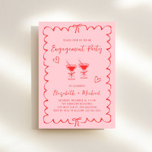 Pink-rosa-Wavy-Frame-Engagement-Partei Einladung