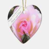 Pink Rose, 53. Hochzeitstag Keramik Ornament (Links)