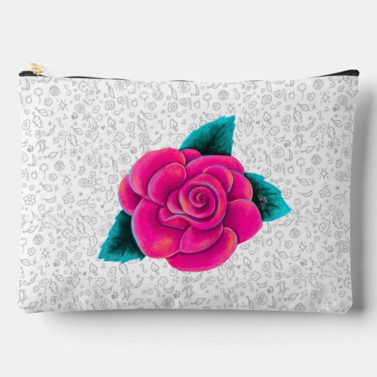 Pink Rose Accessory Pouch Zubehörtasche (Vorderseite)
