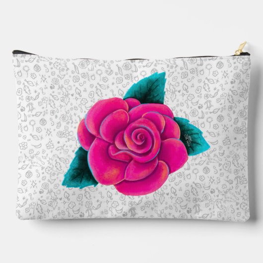 Pink Rose Accessory Pouch Zubehörtasche (Rückseite)