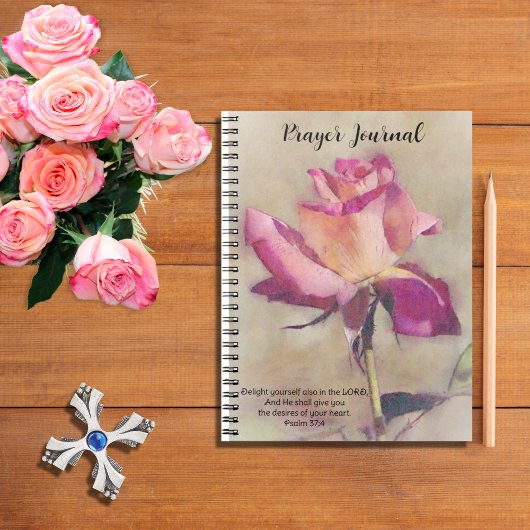 Pink Rose Art Faith Bible Verse Gebet Journal Notizblock