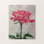 Pink Rose auf Stem Art Blume Puzzle (Vertikal)