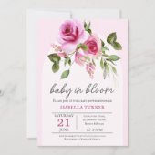 Pink Rose Baby in Bloom Baby Dusche Einladung (Vorderseite)
