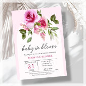 Pink Rose Baby in Bloom Baby Dusche Einladung