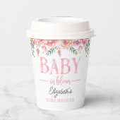 Pink Rose Baby Shower – Baby in Bloom Pappbecher (Rückseite)