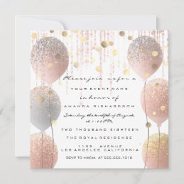 Pink Rose Ballon Sweet 16. Bridal White Bridal Einladung