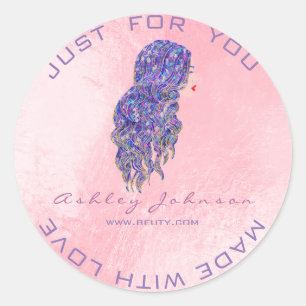 Pink Rose Beauty Glitzer Lash Makeup Friseur Runder Aufkleber